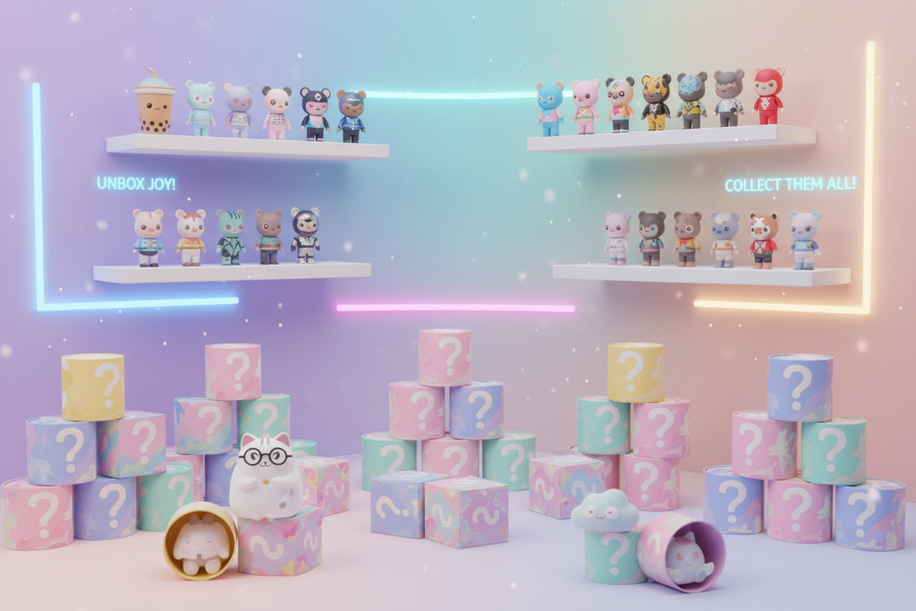 很多盲盒或者玩具潮玩的背景图